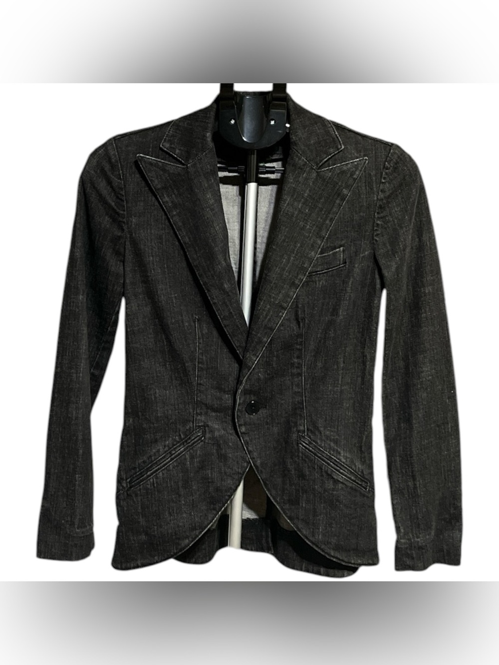 Lauren Jeans Co. Vintage Charcoal Single-Button Denim Equestrian Blazer